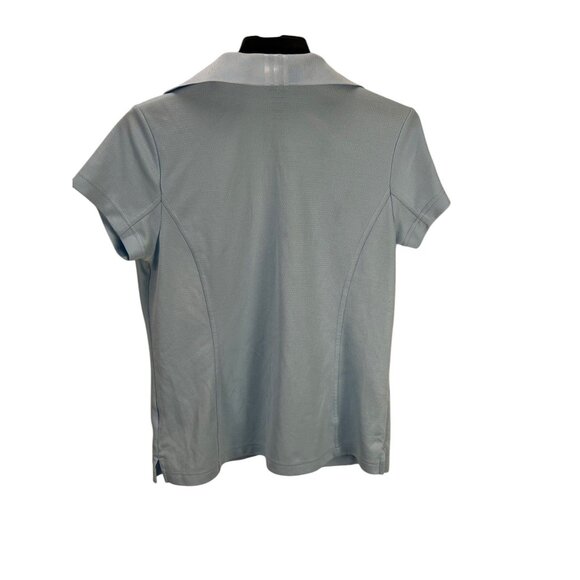 Adidas ClimaLite Womens Golf Polo Shirt L Light Blue Short Sleeve Performance - Picture 2 of 9